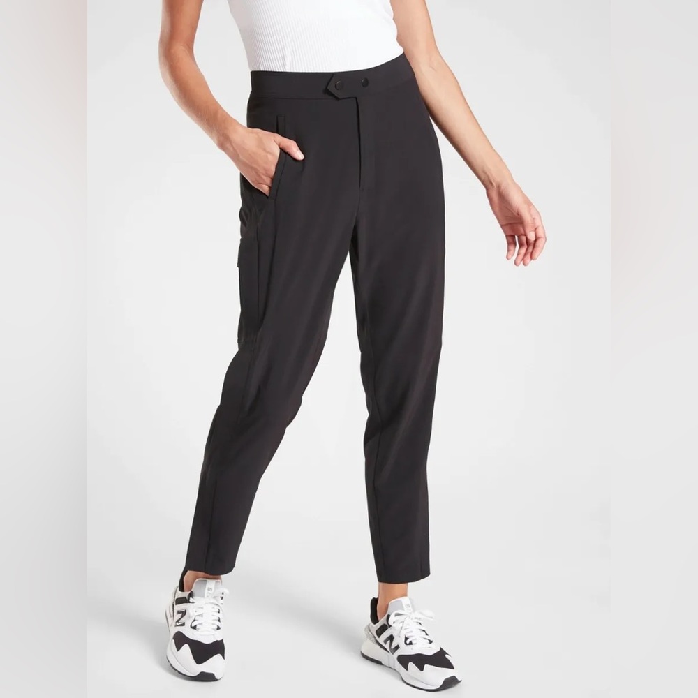 Athleta Black Uptown Ankle Pants Active Travel Skinny Active Cargo Jog Trouser 6